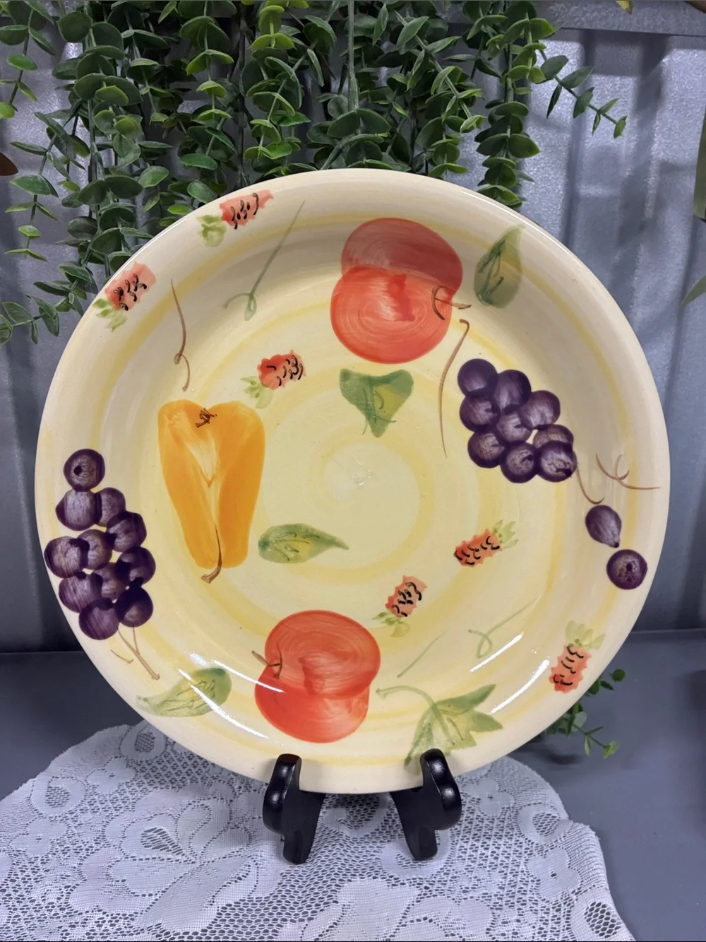 Hand-Painted Fruit Ceramic Serving Plate - Yellow